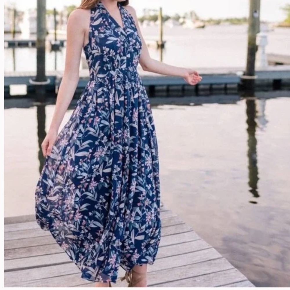 Gal Meets Glam Siena Floral Halter Maxi Dress 12P